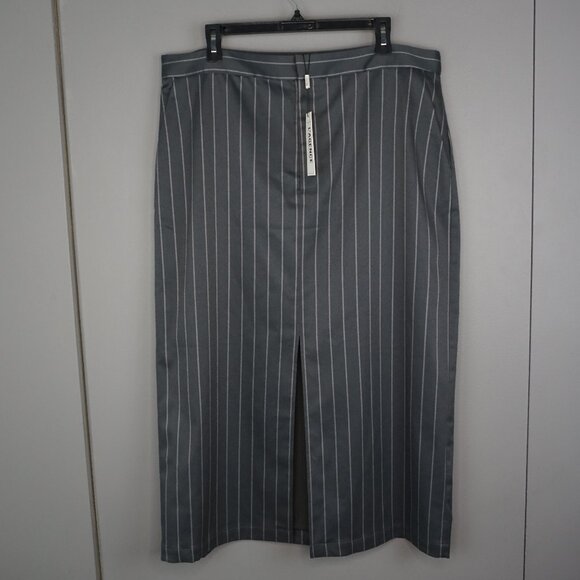 L’AGENCE Madonna Pinstripe Midi Pencil Skirt in Grey size 14 NWT - Picture 2 of 12